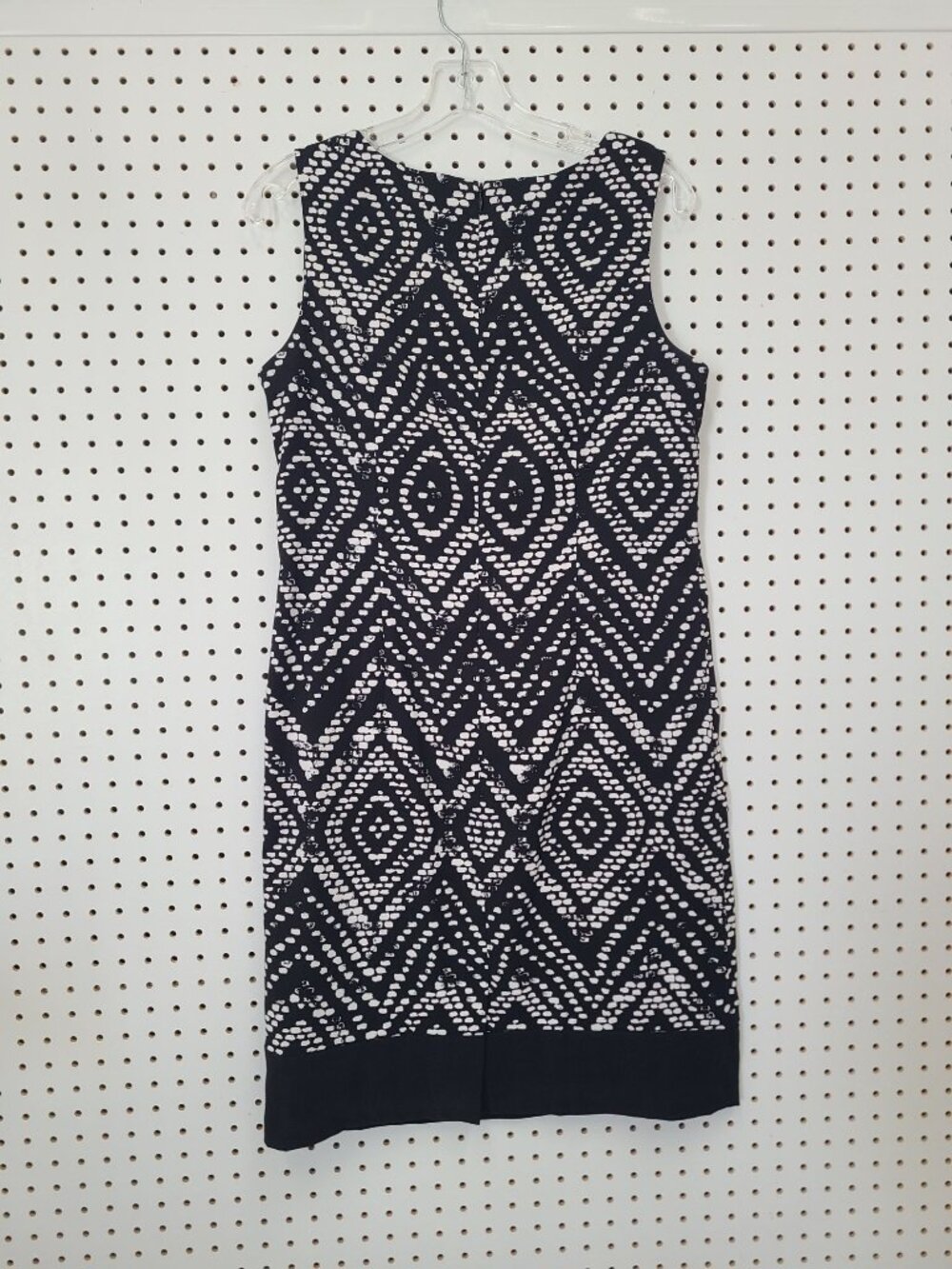 Mario Serrani Italy Womens Sleeveless Geometric Print Sheath Dress Size 10 Black